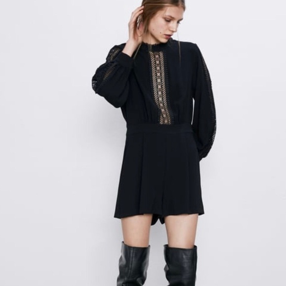 Zara Women’s Black Short Contrast Romper
